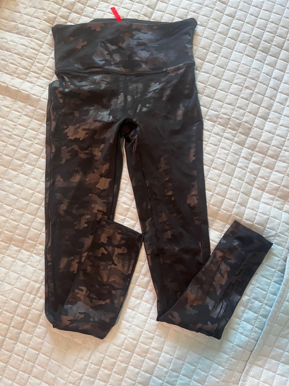 SPANX Black & shiny neutral Camo High-Waist Leggings